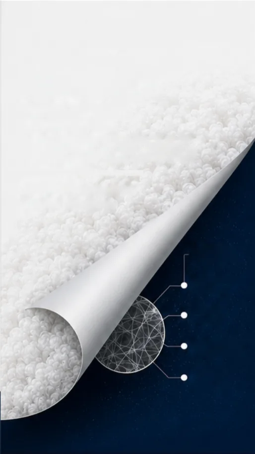 Close-up of soft, white polyester fiber clusters