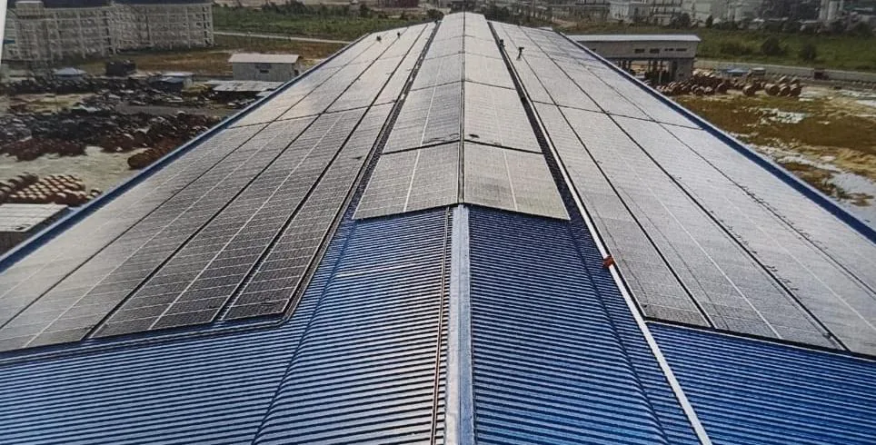 Solar panels covering the Betterfill factory roof